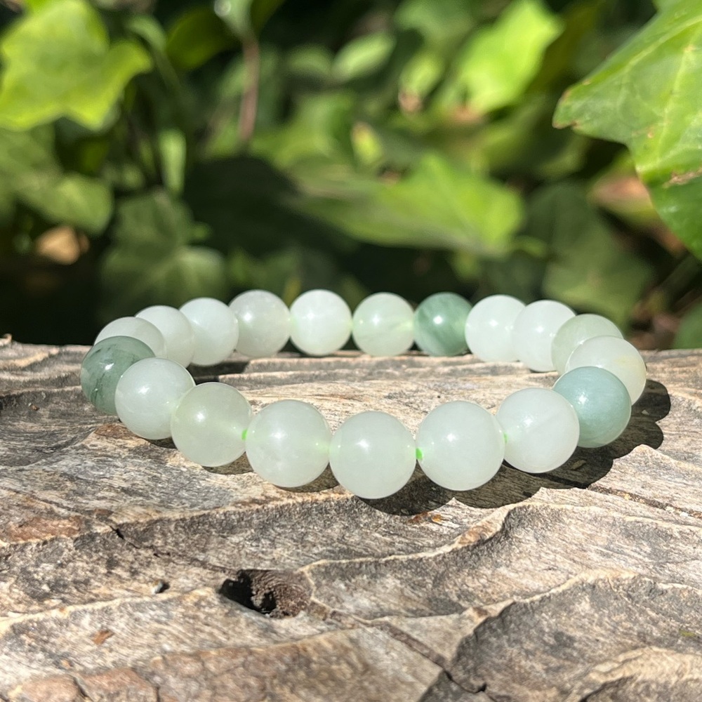 10mm stretchable white jade‎ bracelet
